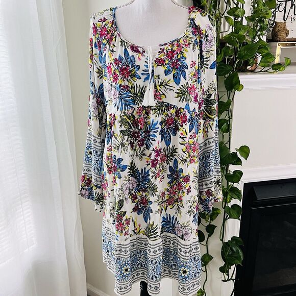 Time & Tru Floral Boho Hippie Lightweight Flowy Dress - Size XL 16/18 - Picture 1 of 9